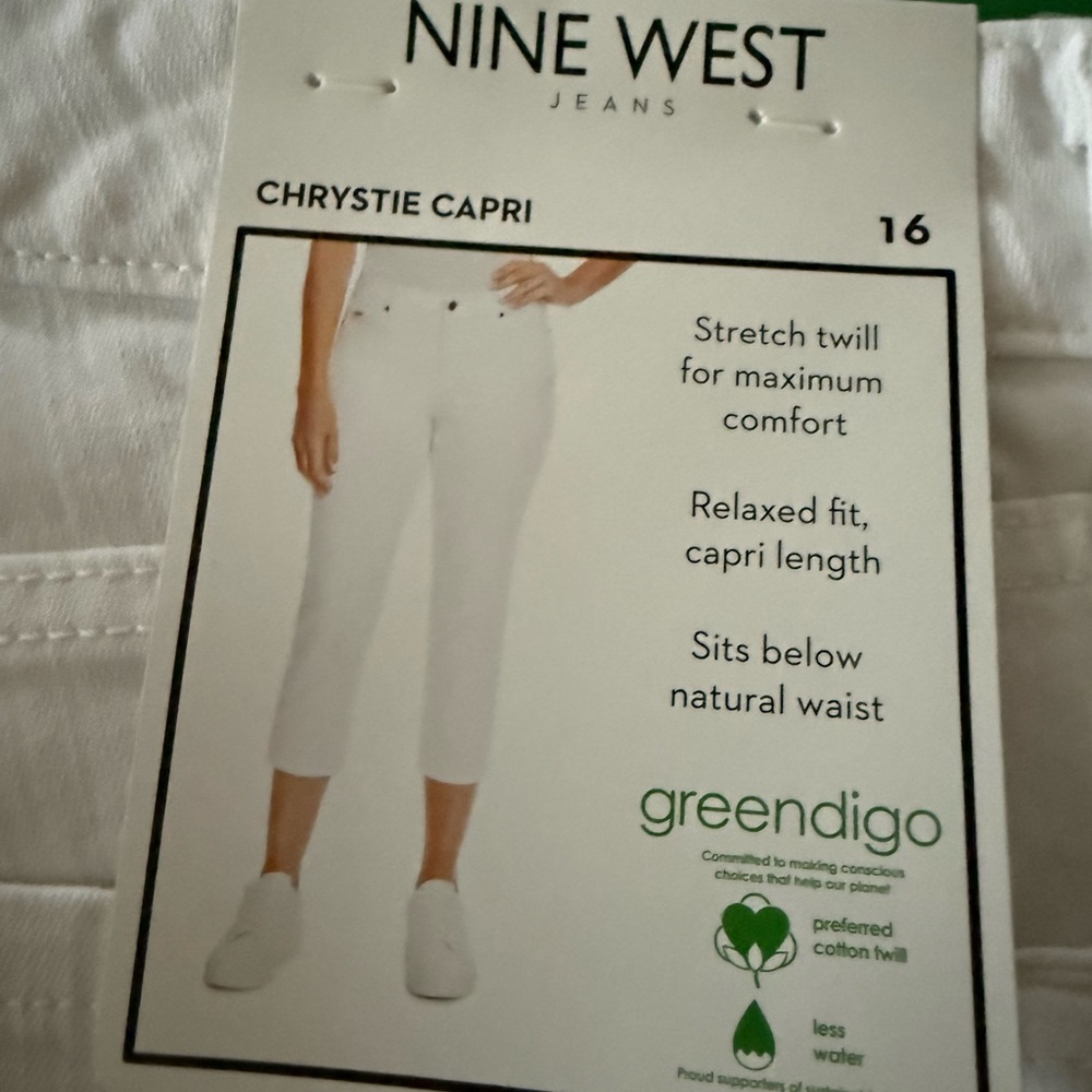 New Nine West Jeans White Denim Chrystie Capri 16 NWT - Picture 7 of 7
